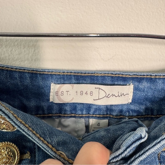 Cato denim midi shirt with gold hardware sz 4 - Picture 4 of 11